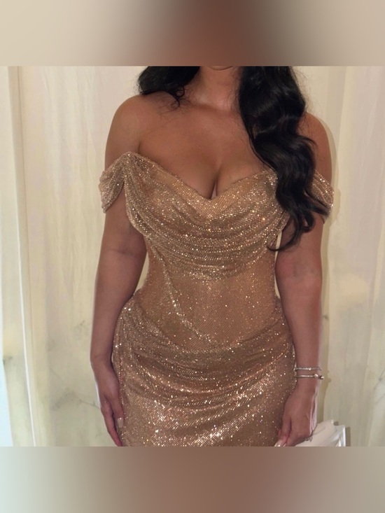 Dresses & Skirts - Gold Off-Shoulder Evening Gown